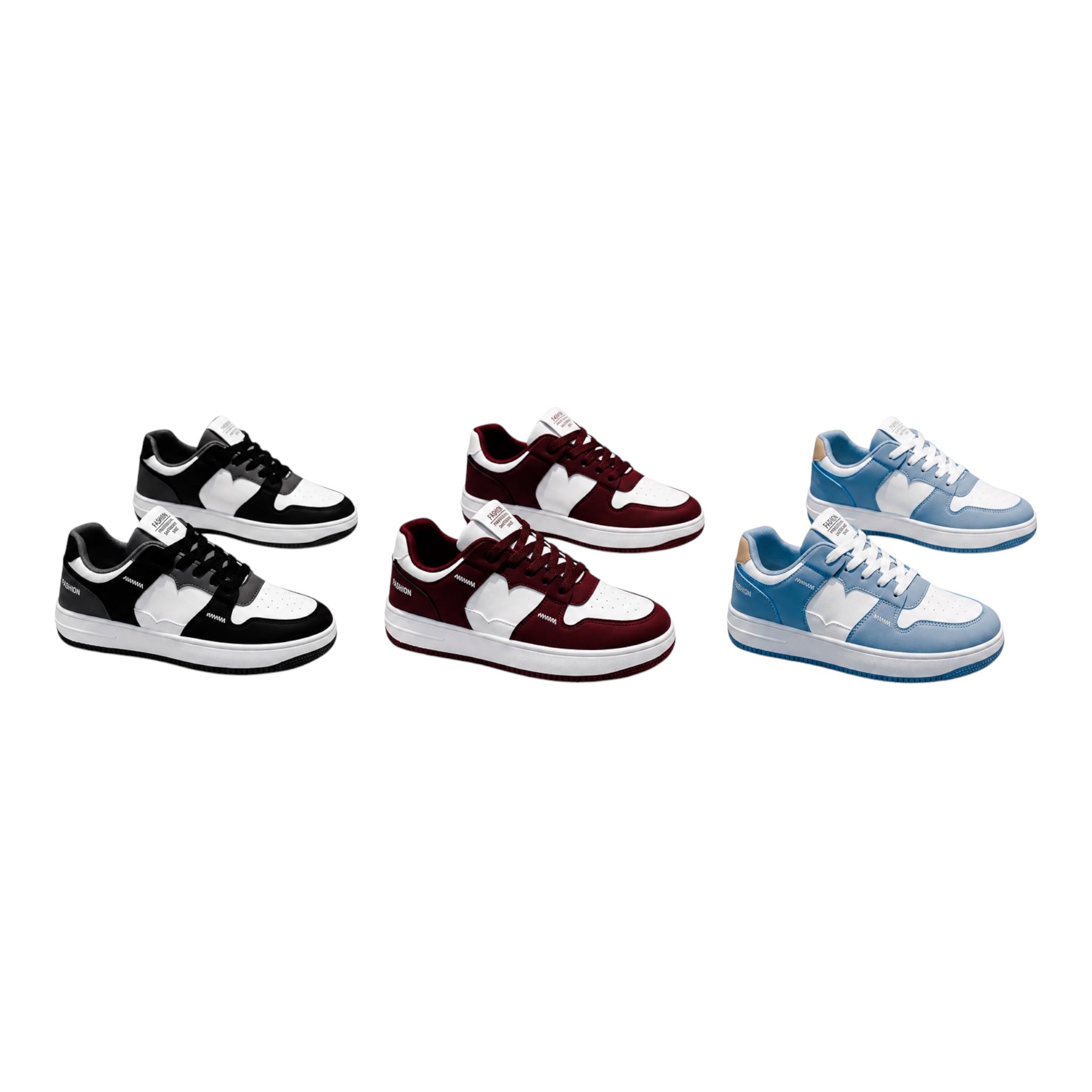 3 Pairs – Casual Fashion Sneakers – Breathable Lightweight Shoes