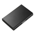 Aliasoun Store slim matte black metal business card holder with a secure latch for minimalist everyday carry